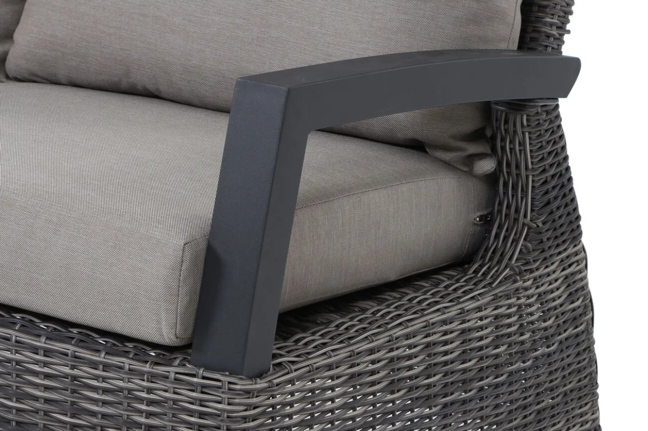 SIENA GARDEN Corido 2-Sitzer Sofa, charcoal, Alu / Gardino®-Geflecht, 136x83x88 cm, Armlehne links