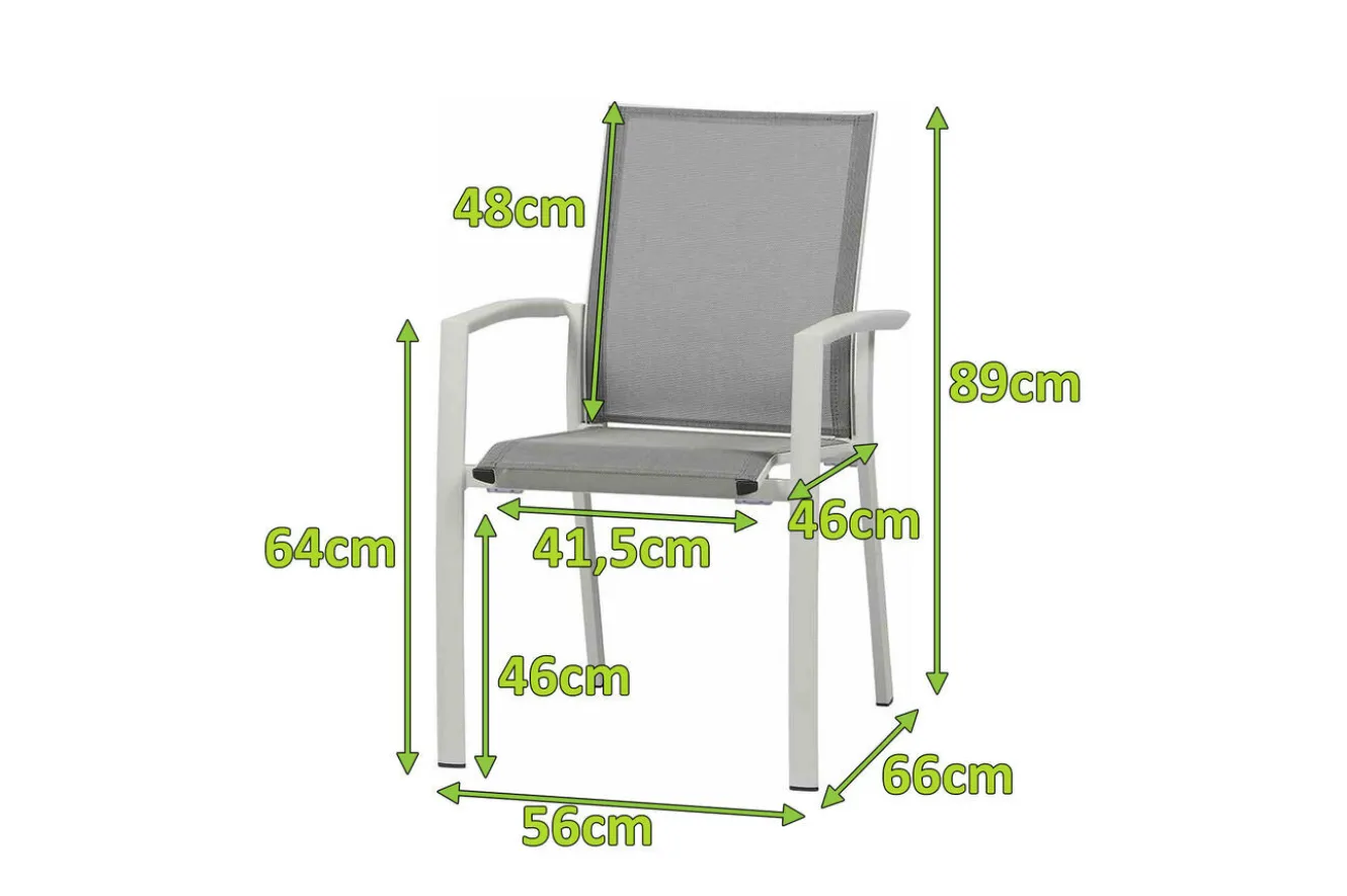 SIENA GARDEN Dining Sessel Velia, Aluminium/Ranotex, matt weiß-grau