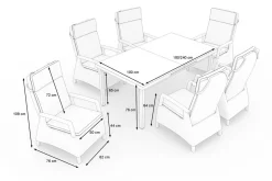 SIENA GARDEN Garten-Essgruppe, anthrazit/grau, Alu/Polyrattan, Ausziehtisch 180/240 x 100 cm, inkl. 6 Diningsessel