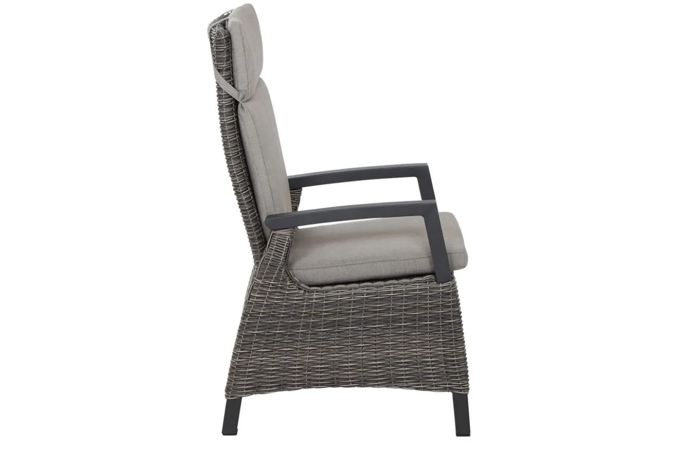 SIENA GARDEN Garten-Essgruppe, anthrazit/grau, Alu/Polyrattan, Ausziehtisch 180/240 x 100 cm, inkl. 6 Diningsessel