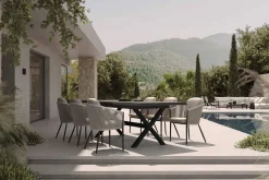SIENA GARDEN Garten-Essgruppe, anthrazit/beige, Alu/Keramik/Rope-Geflecht, Tisch 200/265 x 100 cm, 6 Diningsessel