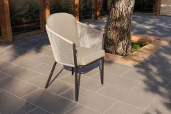 SIENA GARDEN Garten-Essgruppe, anthrazit/beige, Alu/Keramik/Rope-Geflecht, Tisch 200/265 x 100 cm, 6 Diningsessel
