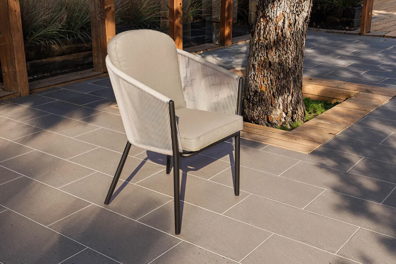 SIENA GARDEN Garten-Essgruppe, anthrazit/beige, Alu/Keramik/Rope-Geflecht, Tisch 200/265 x 100 cm, 6 Diningsessel