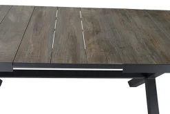 SIENA GARDEN Garten-Essgruppe, anthrazit/beige, Alu/Keramik/Rope-Geflecht, Tisch 200/265 x 100 cm, 6 Diningsessel