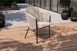 SIENA GARDEN Garten-Essgruppe, anthrazit/beige, Alu/Keramik/Rope-Geflecht, Tisch 200/265 x 100 cm, 6 Diningsessel