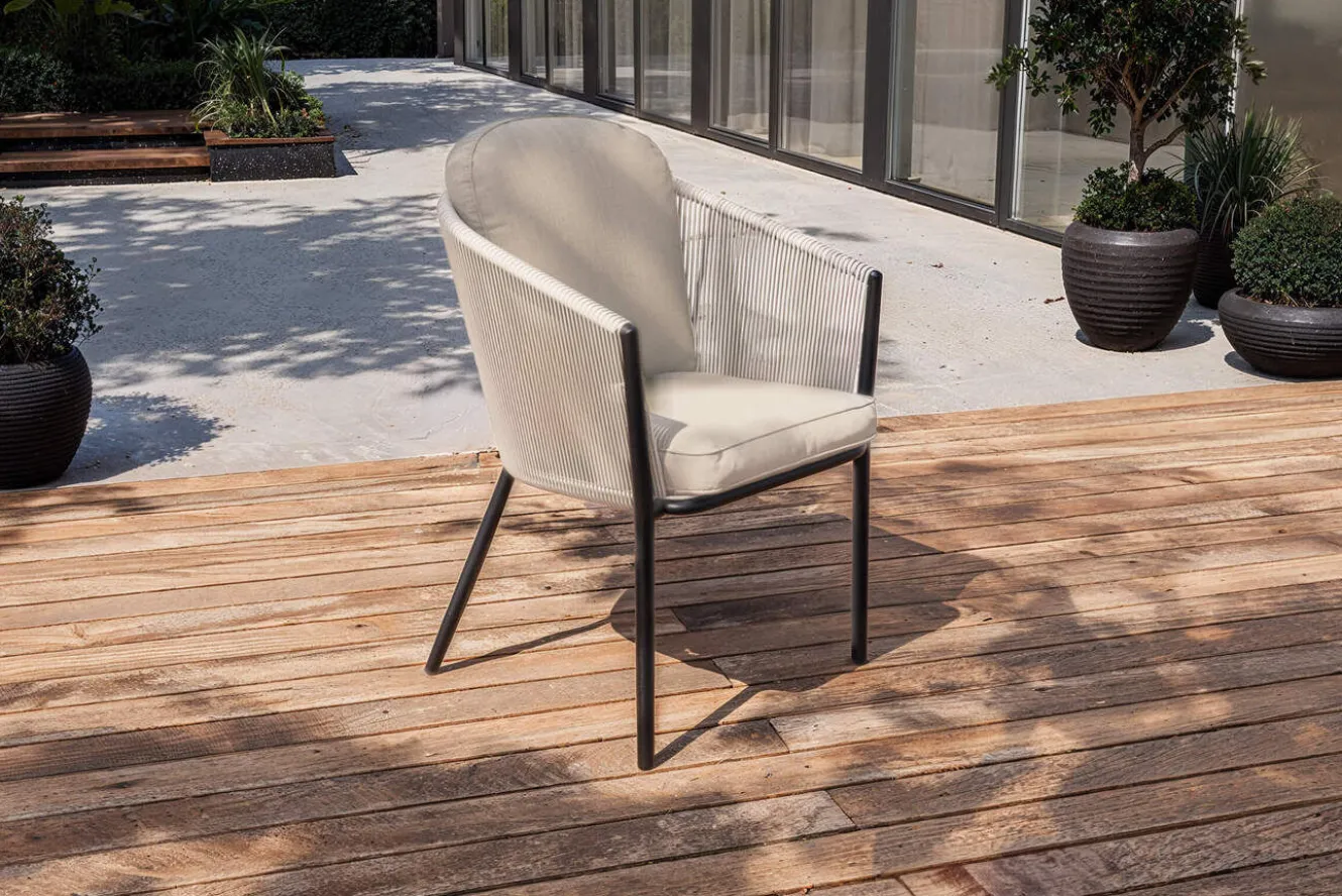 SIENA GARDEN Garten-Essgruppe, anthrazit/beige, Alu/Keramik/Rope-Geflecht, Tisch 200/265 x 100 cm, 6 Diningsessel