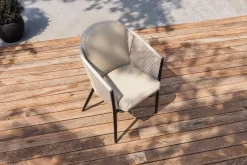 SIENA GARDEN Garten-Essgruppe, anthrazit/beige, Alu/Keramik/Rope-Geflecht, Tisch 200/265 x 100 cm, 6 Diningsessel