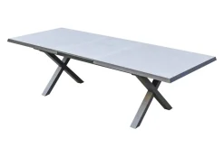 SIENA GARDEN Garten-Essgruppe, schwarz/grau, Alu/Polyrattan, Tischplatte ausziehbar 200/260 x 100 cm, inkl. 6 Diningsessel