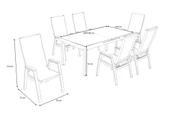 SIENA GARDEN Garten-Essgruppe, anthrazit/grau, Alu/Glas/Textilene, 180/240 x 100 cm, ausziehbar, stapelbar