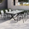 SIENA GARDEN Garten-Essgruppe, schwarz/anthrazit, Aluminium/Polyrattan/Steinimitat, 200/260 x 100 cm, ausziehbar, 6 Diningsessel