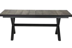 SIENA GARDEN Garten-Essgruppe, anthrazit/natur-grau, Alu/Keramik/Polyrattan, ausziehbare Tischplatte 200/260 x 100 cm, 6 Diningsessel