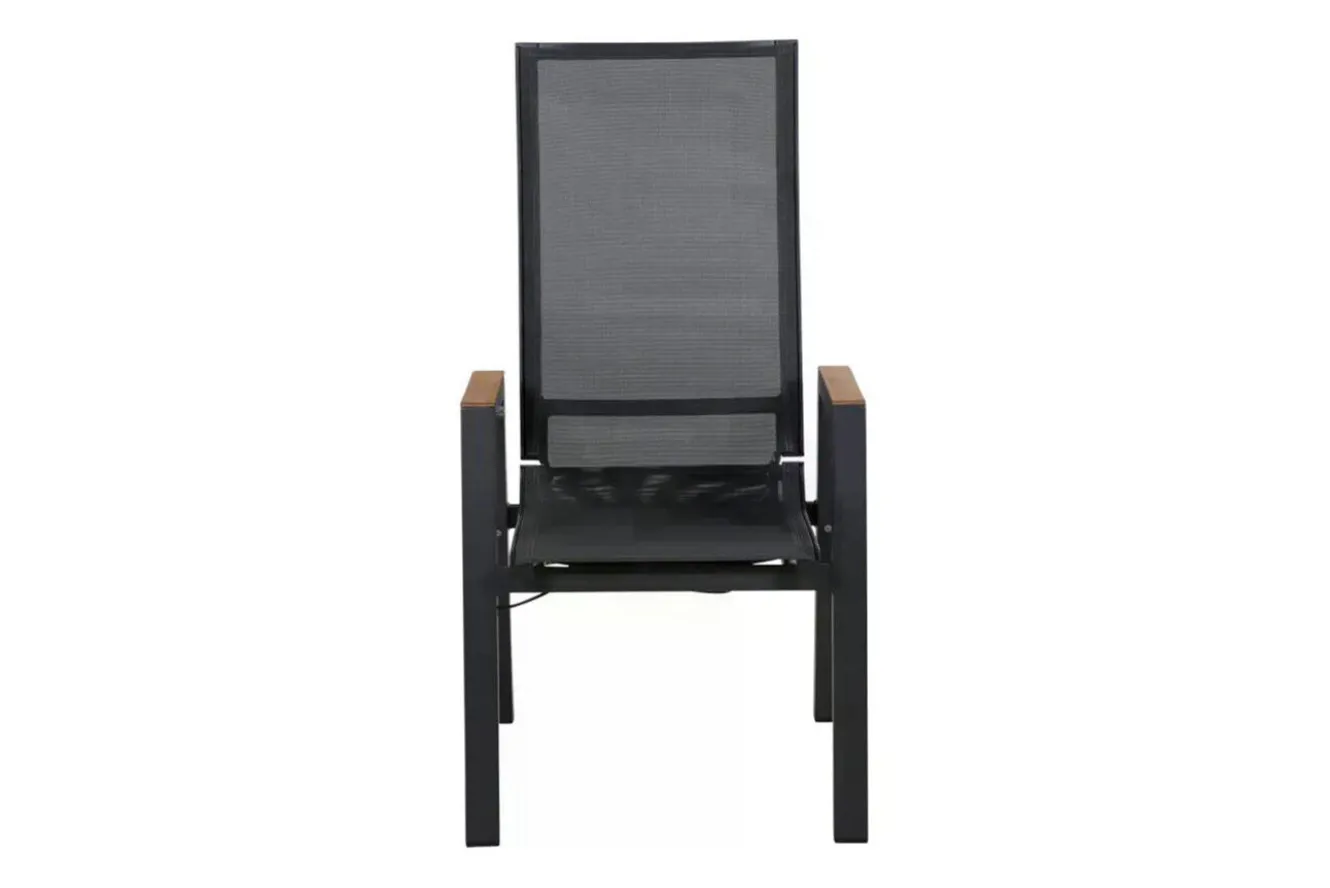 SIENA GARDEN Garten-Essgruppe, matt anthrazit/grau/Teak, Alu/Glas/Textil, 180/240 x 100 cm, ausziehbar