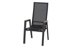 SIENA GARDEN Garten-Essgruppe, matt anthrazit/grau/Teak, Alu/Glas/Textil, 180/240 x 100 cm, ausziehbar