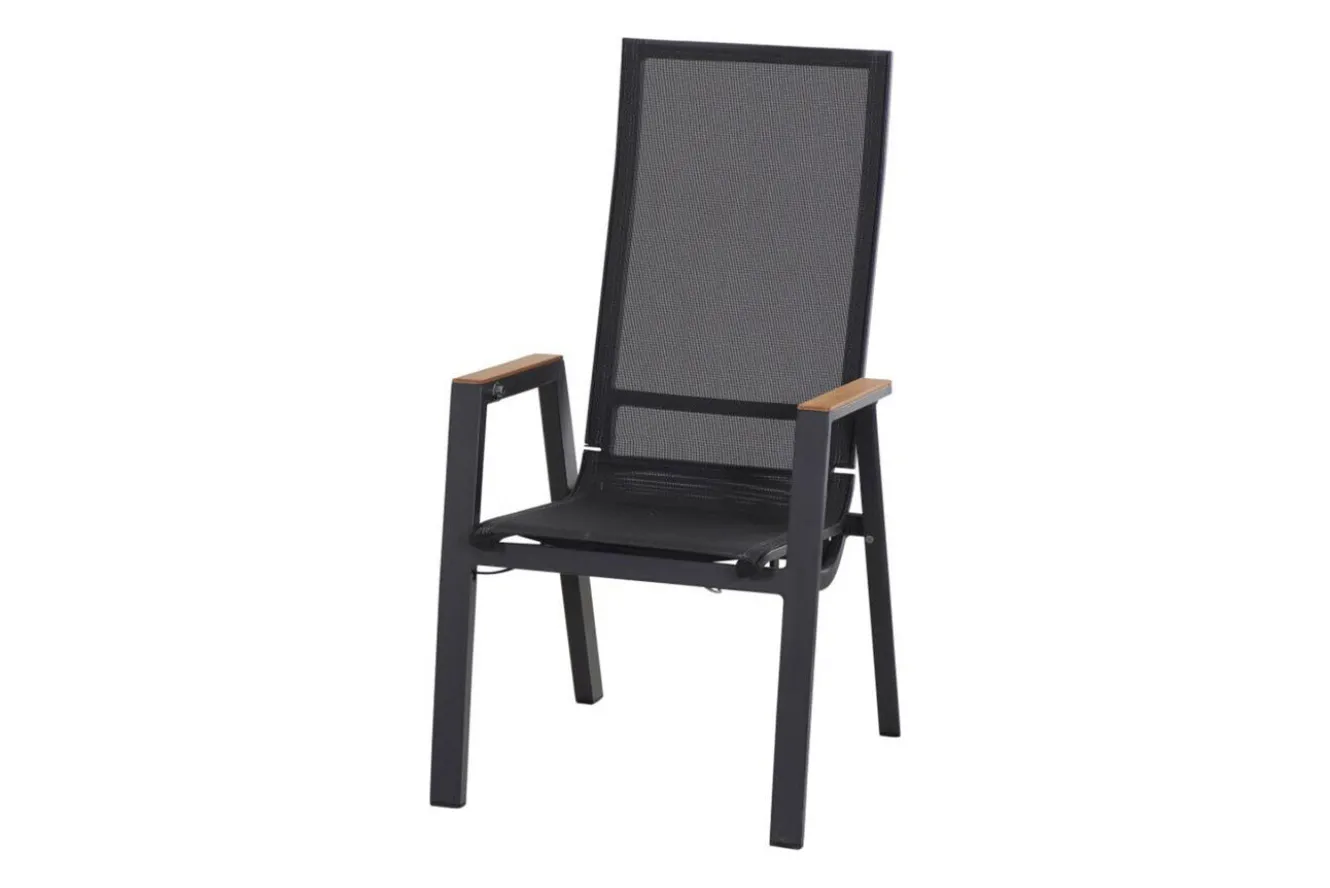 SIENA GARDEN Garten-Essgruppe, matt anthrazit/grau/Teak, Alu/Glas/Textil, 180/240 x 100 cm, ausziehbar