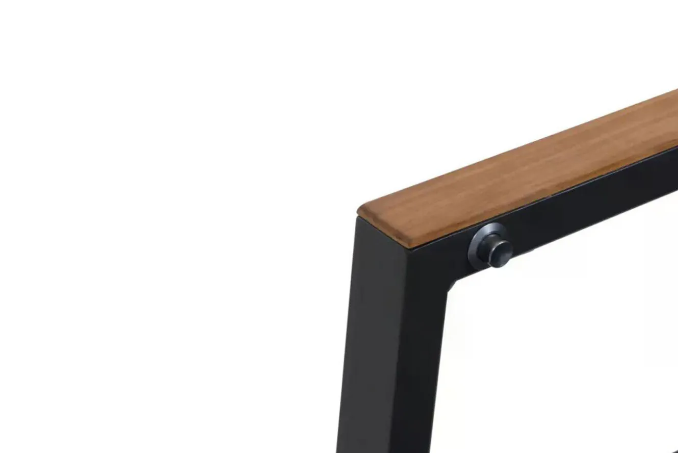 SIENA GARDEN Garten-Essgruppe, matt anthrazit/grau/Teak, Alu/Glas/Textil, 180/240 x 100 cm, ausziehbar