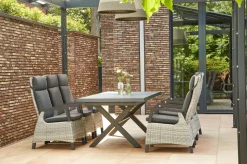 SIENA GARDEN Messina/Corido Garten-Essgruppe, anthrazit, Alu/Geflecht/Keramik, 200-260 x 100 cm, inkl. 6 Diningsessel