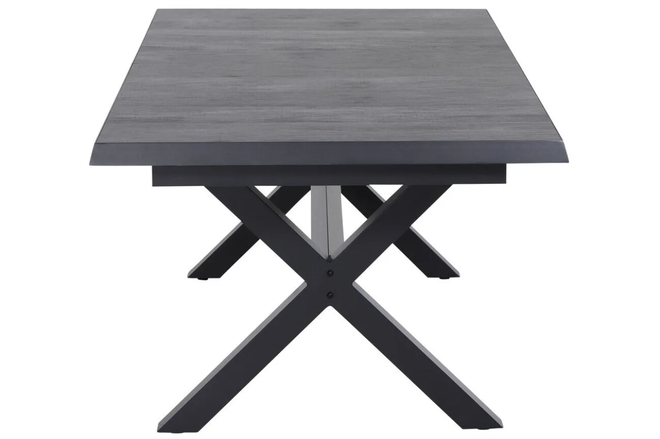 SIENA GARDEN Messina/Velia Garten-Essgruppe, anthrazit/grau, Alu/Ranotex®-Gewebe/Keramik, 200-260 x 100 cm, inkl. 6 Diningsessel