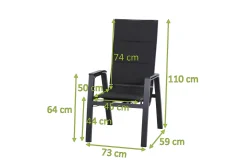SIENA GARDEN Milano Move Stapelsessel, anthrazit matt, Alu/Ranotex, 59 x 73 x 110 cm, stufenlos verstellbar