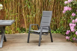 SIENA GARDEN Milano Move Stapelsessel, anthrazit matt, Alu/Ranotex, 59 x 73 x 110 cm, stufenlos verstellbar