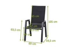 SIENA GARDEN Milano Sessel, anthrazit matt, Aluminium pulverbeschichtet/Ranotex, 59 x 69 x 105 cm, stapelbar
