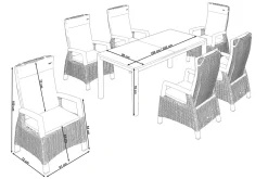 SIENA GARDEN Miros/Corido Garten-Essgruppe, anthrazit/charcoal, Alu/Gardino®-Geflecht, Ausziehtisch 180/240x90 cm, 6 Sessel