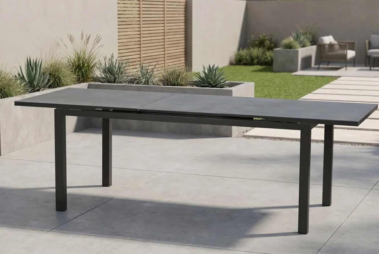 SIENA GARDEN Miros Esstisch, anthrazit, Alu/Spraystone, 180/240x90 cm