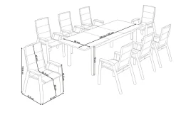 SIENA GARDEN Miros/Milano Garten-Essgruppe, Anthrazit, Alu/Ranotex-Gewebe, Ausziehtisch 180/240 x 90 cm, 8 Stapelsessel