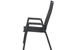 SIENA GARDEN Miros/Milano Garten-Essgruppe, Anthrazit, Alu/Ranotex-Gewebe, Ausziehtisch 180/240 x 90 cm, 8 Stapelsessel