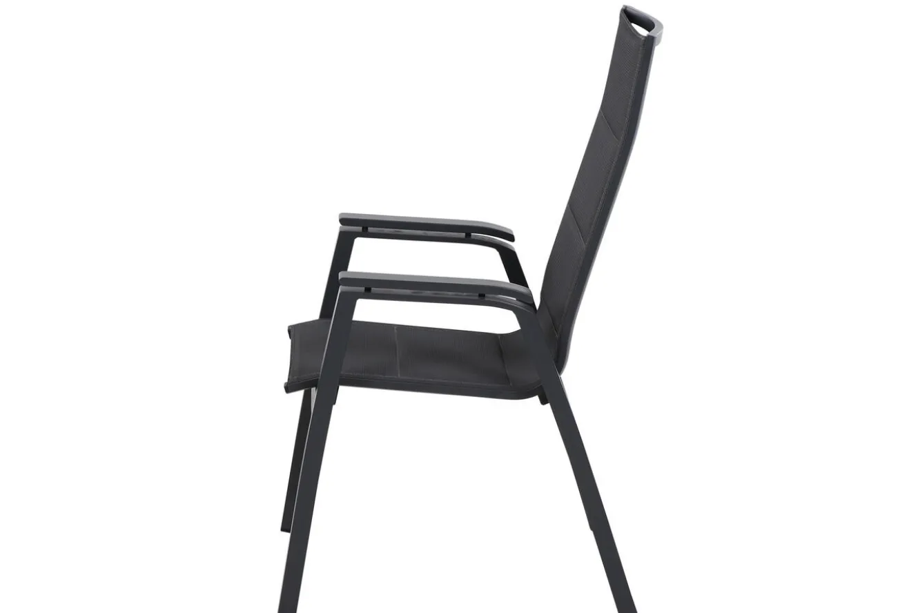 SIENA GARDEN Miros/Milano Garten-Essgruppe, anthrazit, Alu/Ranotex-Gewebe, Ausziehtisch 180/240 x 90 cm, 6 Sessel