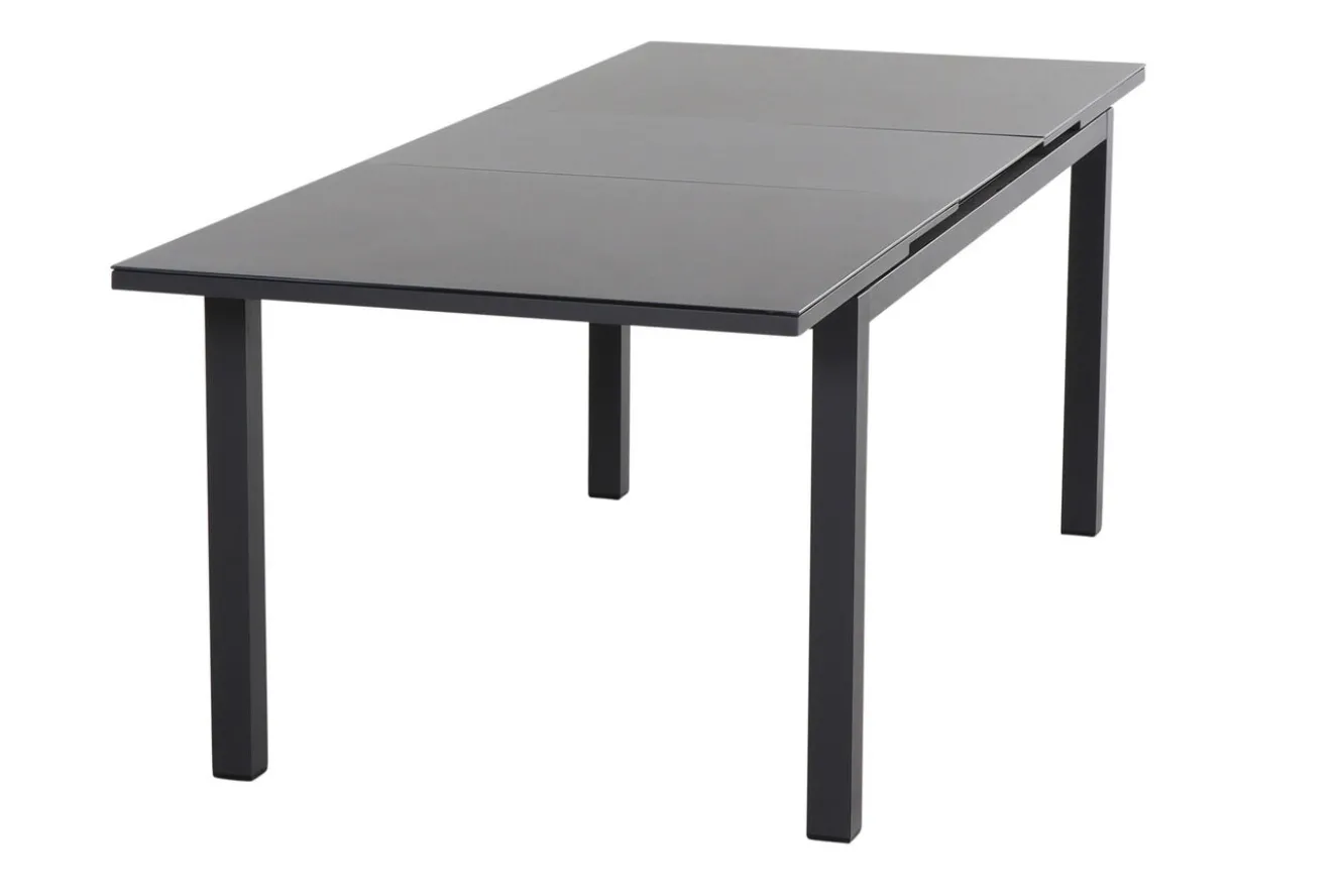 SIENA GARDEN Miros/Milano Garten-Essgruppe, anthrazit, Alu/Ranotex-Gewebe, Ausziehtisch 180/240 x 90 cm, 6 Sessel