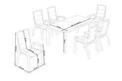 SIENA GARDEN Miros/Milano Garten-Essgruppe, anthrazit, Alu/Ranotex-Gewebe, Ausziehtisch 180/240 x 90 cm, 6 Sessel