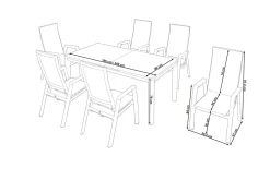 SIENA GARDEN Miros/Rondo Garten-Essgruppe, anthrazit, Alu/Ranotex-Gewebe, Ausziehtisch 180/240 x 90 cm, 6 Stapelsessel