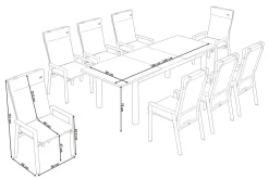 SIENA GARDEN Miros/Valencia Garten-Essgruppe, anthrazit/grau, Aluminium/Glas, Ausziehtisch 180/240x90cm, 8 Sessel