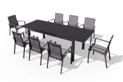 SIENA GARDEN Miros/Velia Garten-Essgruppe, anthrazit, Aluminium, 180/240 x 90 cm, ausziehbar, witterungsbeständig