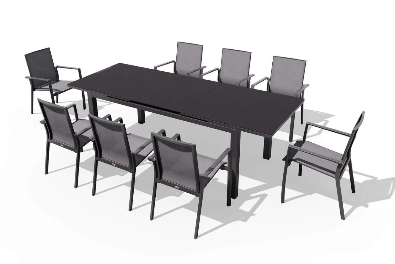 SIENA GARDEN Miros/Velia Garten-Essgruppe, anthrazit, Aluminium, 180/240 x 90 cm, ausziehbar, witterungsbeständig