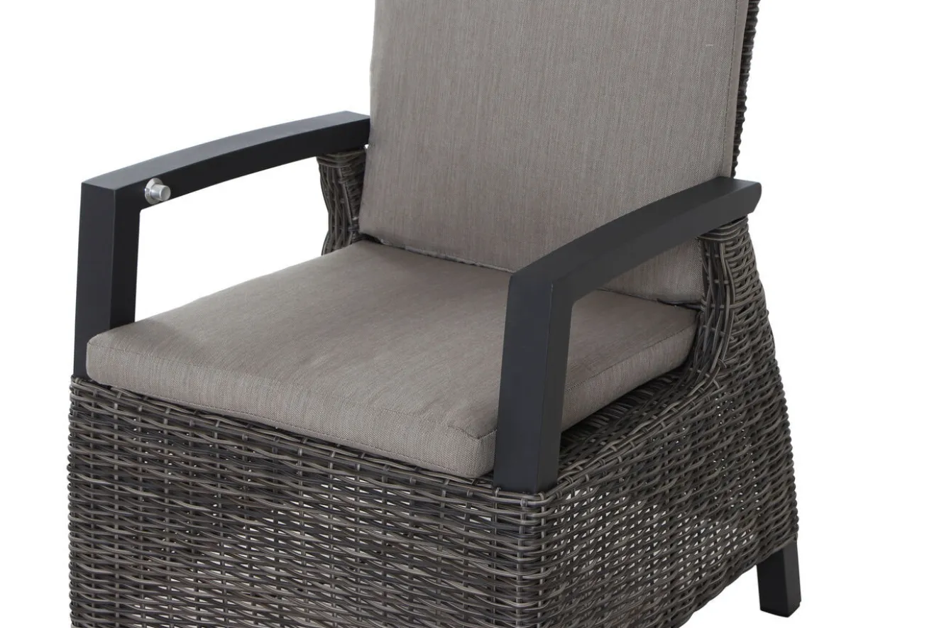 SIENA GARDEN Premium Garten-Essgruppe, anthrazit matt/grau, Aluminium und Polyrattan, Tisch 160/260 x 100 cm, 6 Dining-Sessel