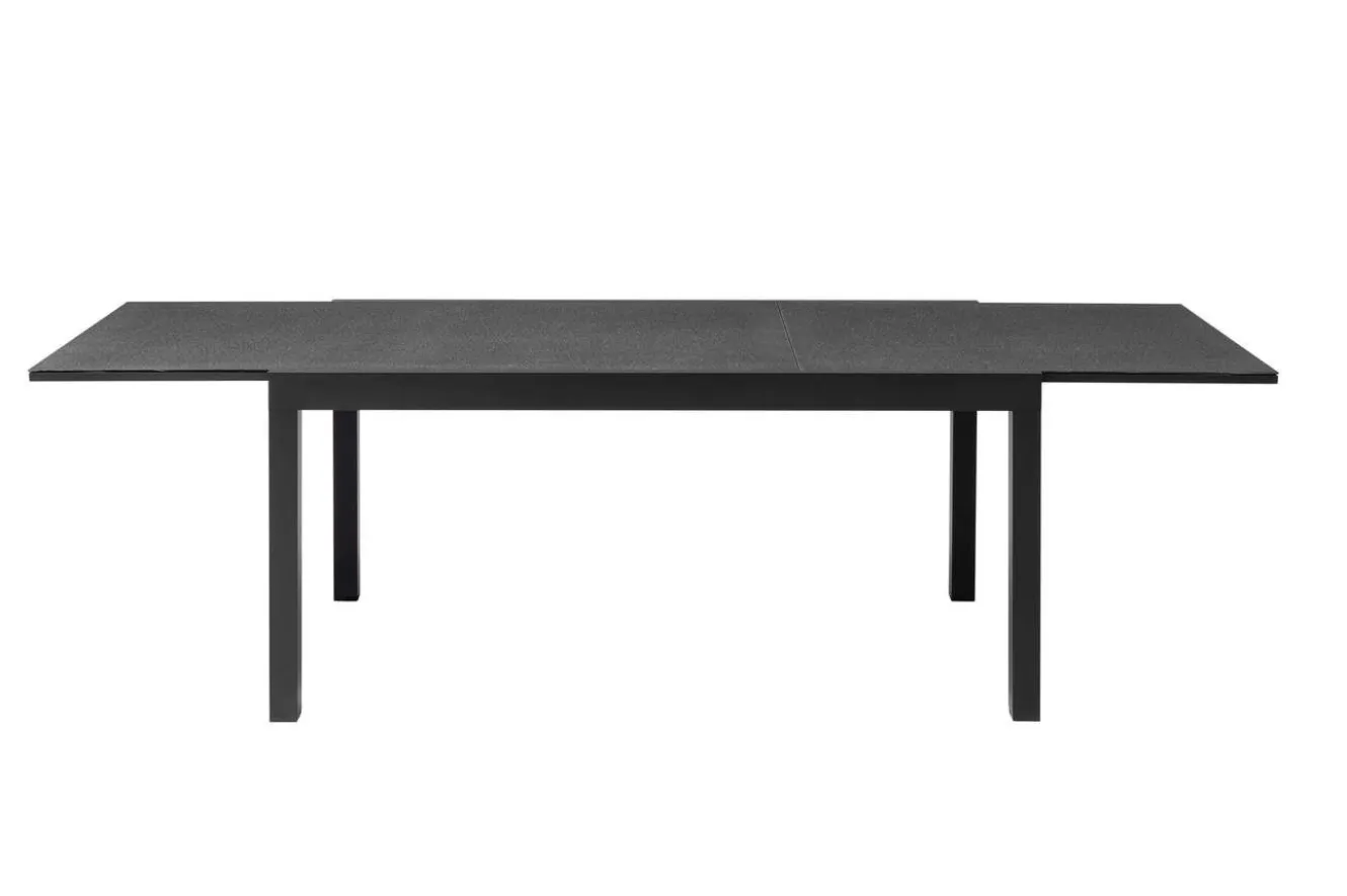 SIENA GARDEN Premium Garten-Essgruppe, anthrazit matt/grau, Aluminium und Polyrattan, Tisch 160/260 x 100 cm, 6 Dining-Sessel