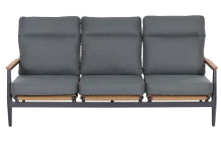 SIENA GARDEN Roma Gartenlounge, grau, Aluminium & Teakholz FSC, 85x205 cm, Pflegeleicht & Witterungsbeständig