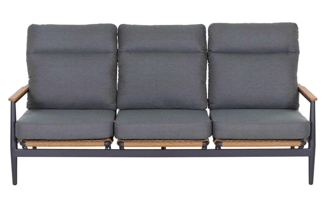 SIENA GARDEN Roma Gartenlounge, grau, Aluminium & Teakholz FSC, 85x205 cm, Pflegeleicht & Witterungsbeständig