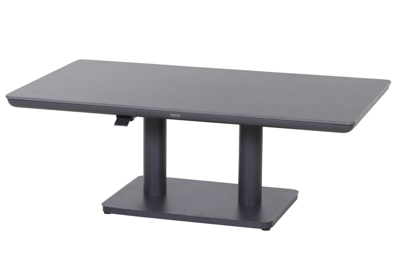 SIENA GARDEN Roma Lifttisch, Anthrazit, Alu/Gesinterter Stein, 140 x 80 cm, höhenverstellbar