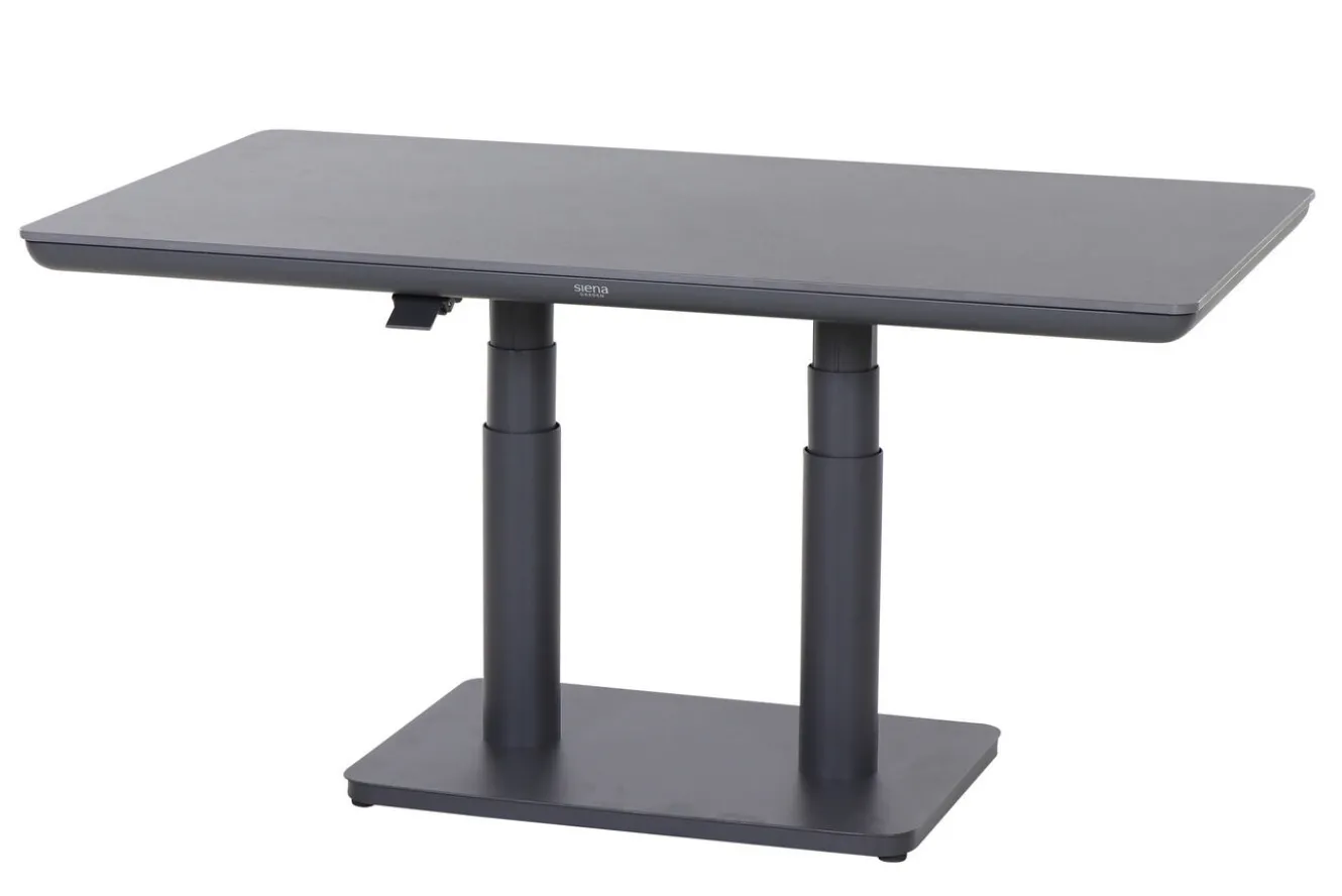 SIENA GARDEN Roma Lifttisch, Anthrazit, Alu/Gesinterter Stein, 140 x 80 cm, höhenverstellbar