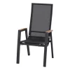 SIENA GARDEN Rondo Move Stapelsessel, anthrazit matt, Alu/Ranotex, 72 x 59 x 110 cm, mit Teak-Armlehnen, stufenlos verstellbar