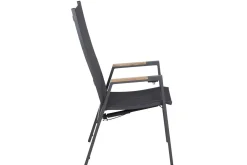 SIENA GARDEN Savona Move Stapelsessel, anthrazit matt, Alu/Ranotex, 73 x 60 x 113 cm, mit Teak-Armlehnen, verstellbar