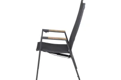 SIENA GARDEN Savona Move Stapelsessel, anthrazit matt, Alu/Ranotex, 73 x 60 x 113 cm, mit Teak-Armlehnen, verstellbar