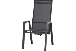 SIENA GARDEN Savona Move Stapelsessel, anthrazit matt, Alu/Ranotex, 73 x 60 x 113 cm, mit Teak-Armlehnen, verstellbar