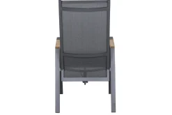 SIENA GARDEN Savona Move Stapelsessel, anthrazit matt, Alu/Ranotex, 73 x 60 x 113 cm, mit Teak-Armlehnen, verstellbar