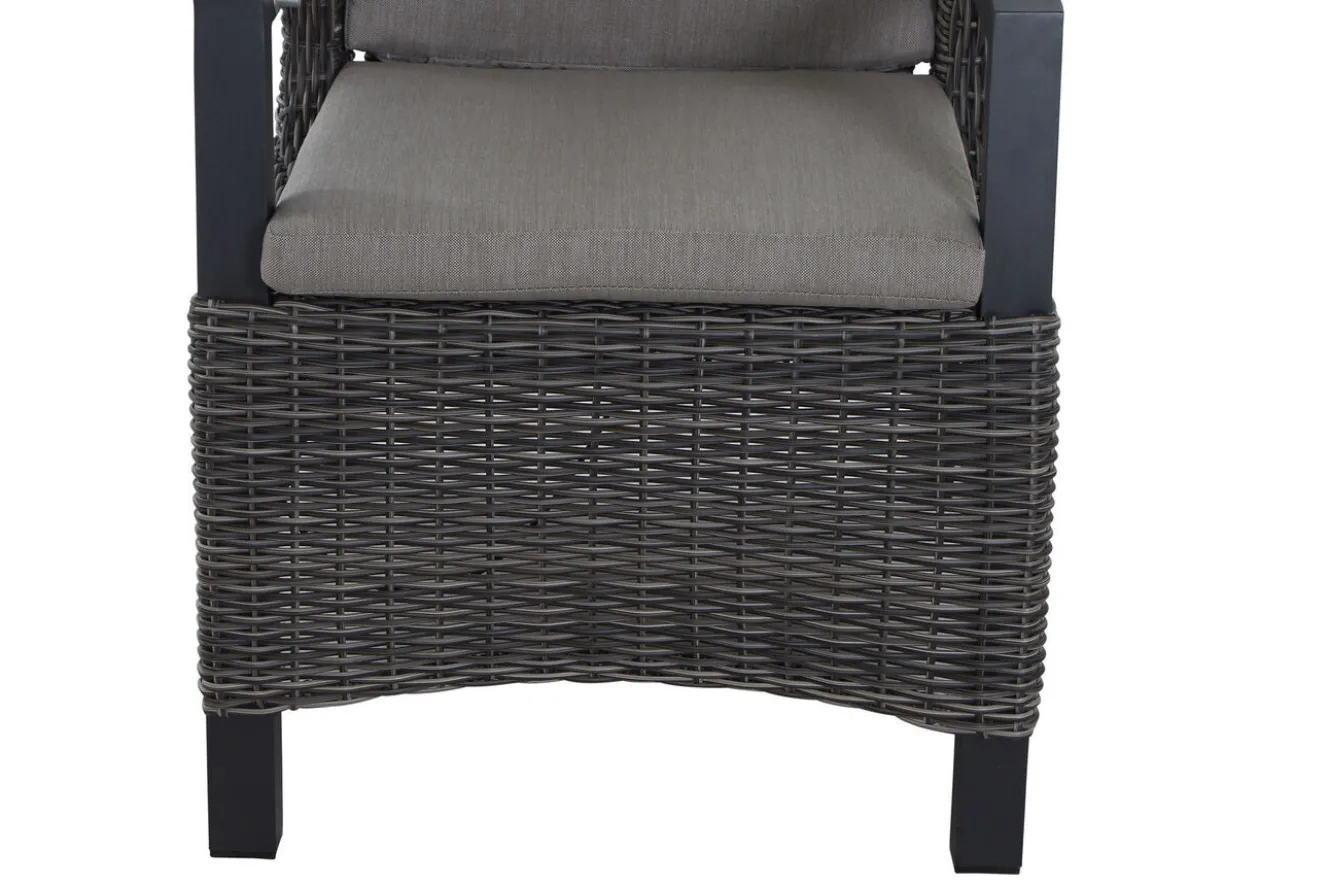 SIENA GARDEN Silva/Corido Garten-Essgruppe, anthrazit/grau, Alu/Gardino®-Geflecht/Keramik, 160 x 90cm, inkl. 4 Diningsessel