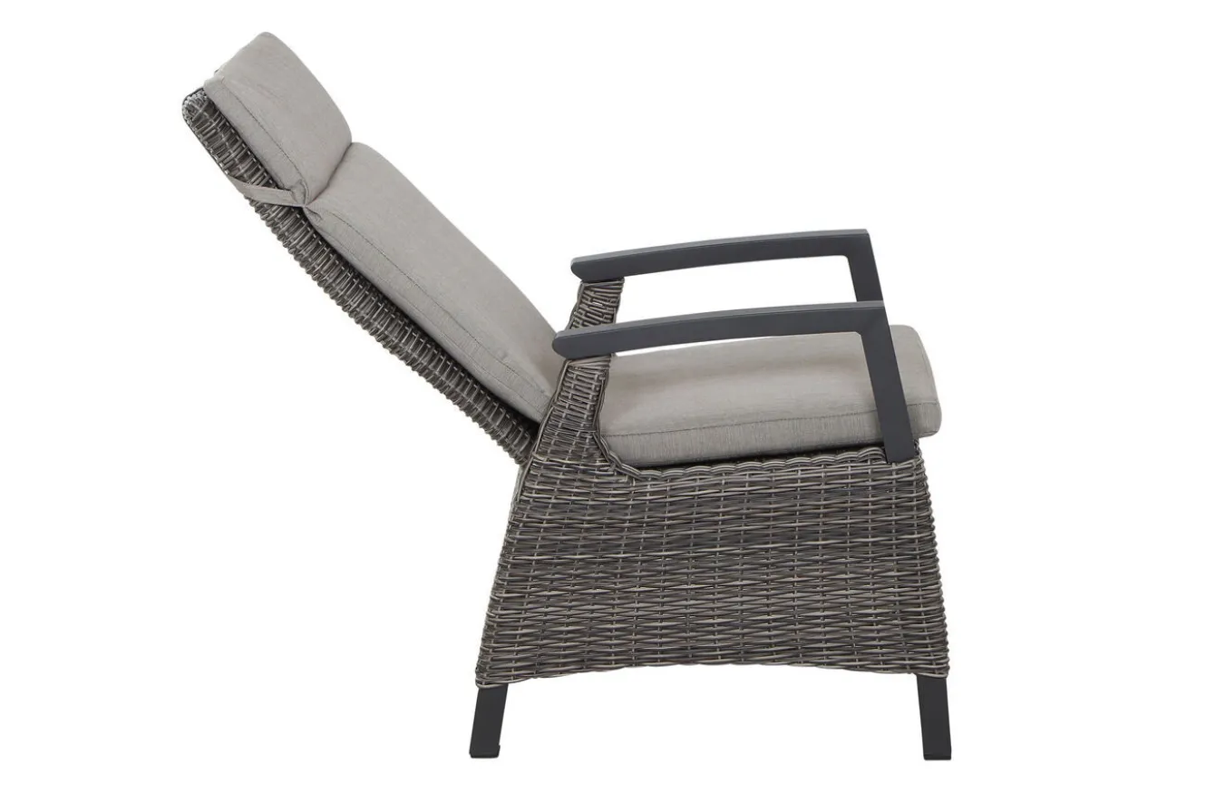 SIENA GARDEN Silva/Corido Garten-Essgruppe, anthrazit/grau, Alu/Gardino®-Geflecht/Keramik, 160 x 90cm, inkl. 4 Diningsessel