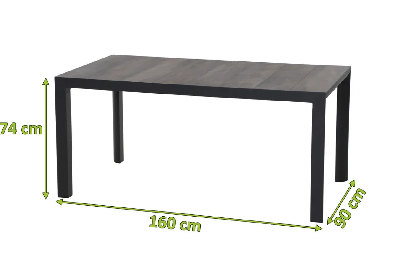 SIENA GARDEN Silva Esstisch, anthrazit/grau, Alu/Keramik, 160x90 cm