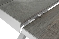 SIENA GARDEN Sincro Ausziehtisch, matt weiß-grau/washed grey, Alu/Keramik, 200/260x100 cm, synchroner Auszugsmechanismus